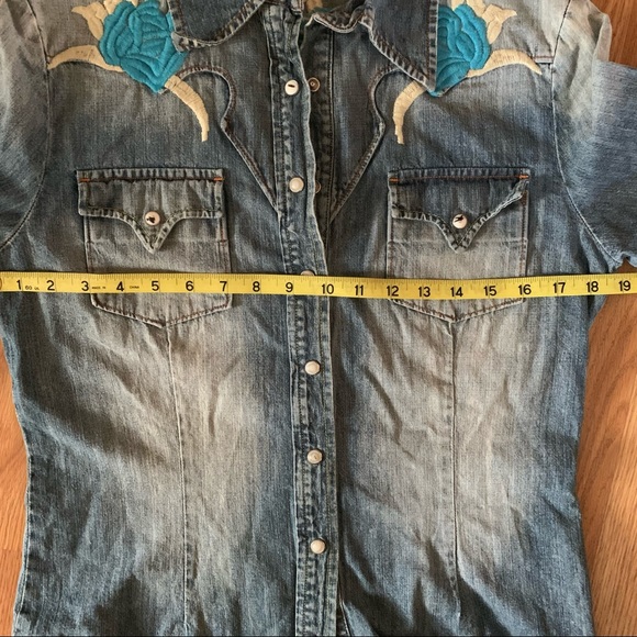 Embroidered and Screen Printed Denim Long Sleeve - Picture 11 of 16